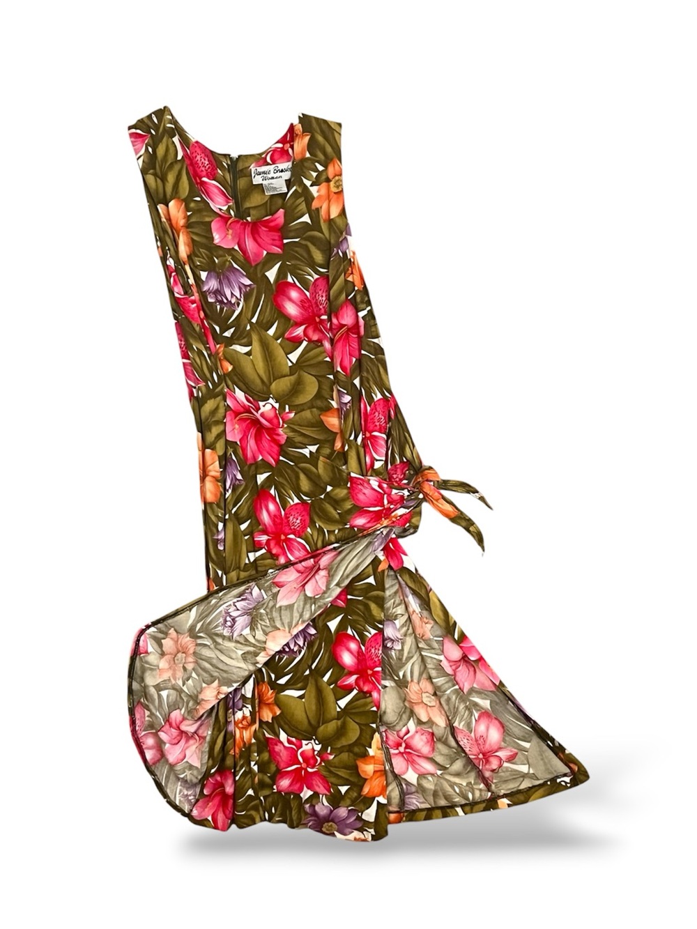 Island Breezy Tropical Floral Maxi Sleeveless Vintage Vacation Resort-Wear Dress
